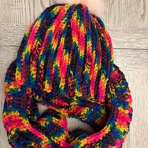 Colorful Knit Kids Hat and Scarf Set